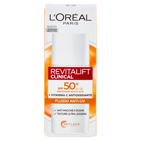 L'Oréal Paris Revitalift Clinical Fluido Anti-UV SPF50+ con Vitamina C Antiossidante 50 ml